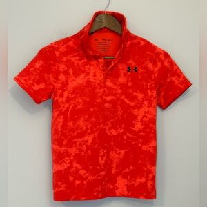 Under Armour Boys HeatGear Playoff Polo Shirt YMD Orange Pattern Golf Tennis M